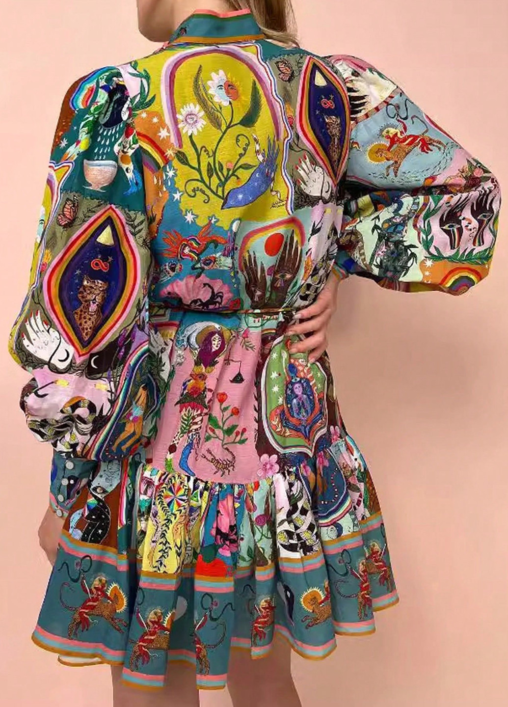 Комбинированное кэжуал платье клеш SHEIN с рисунком