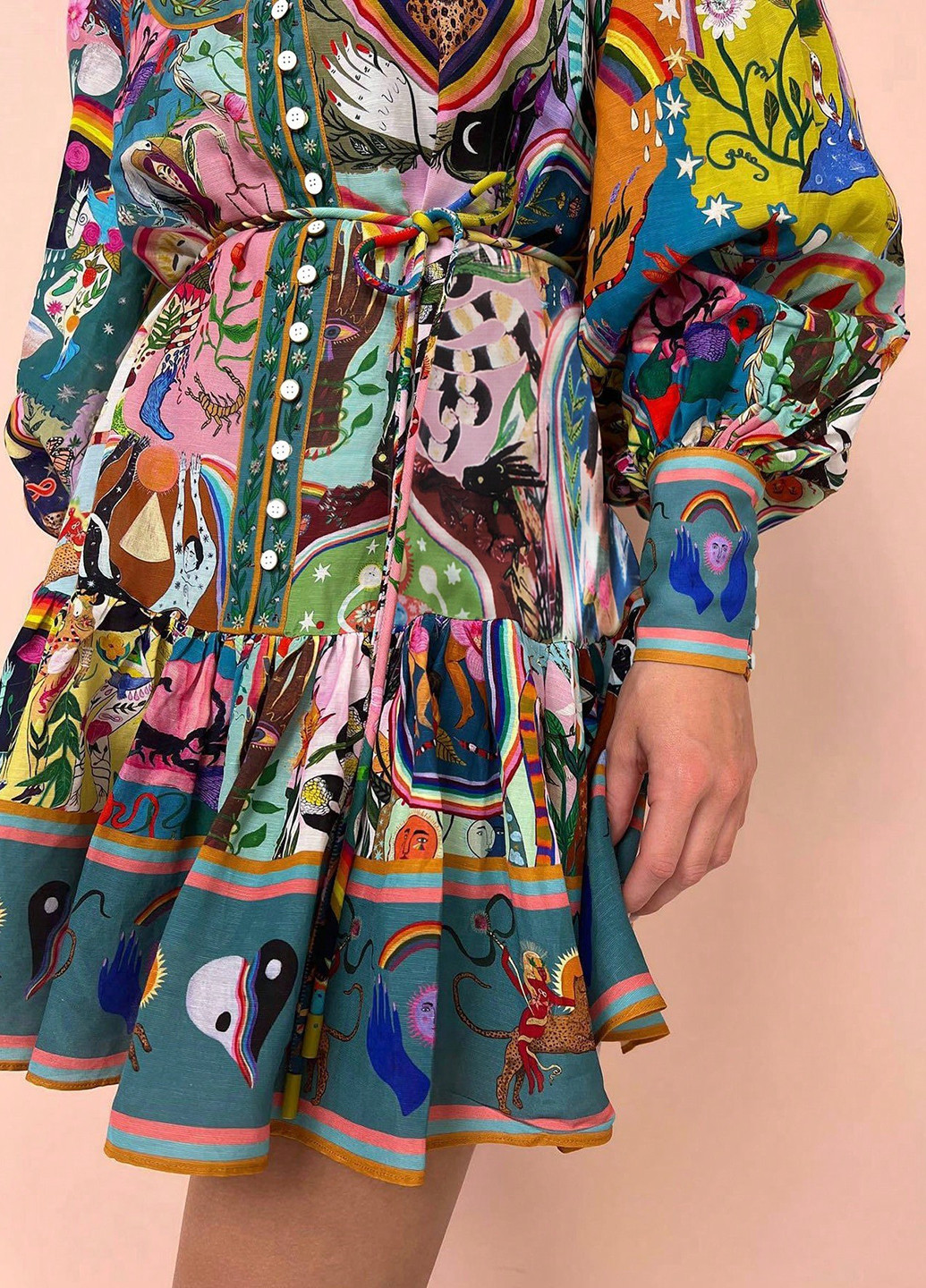 Комбинированное кэжуал платье клеш SHEIN с рисунком