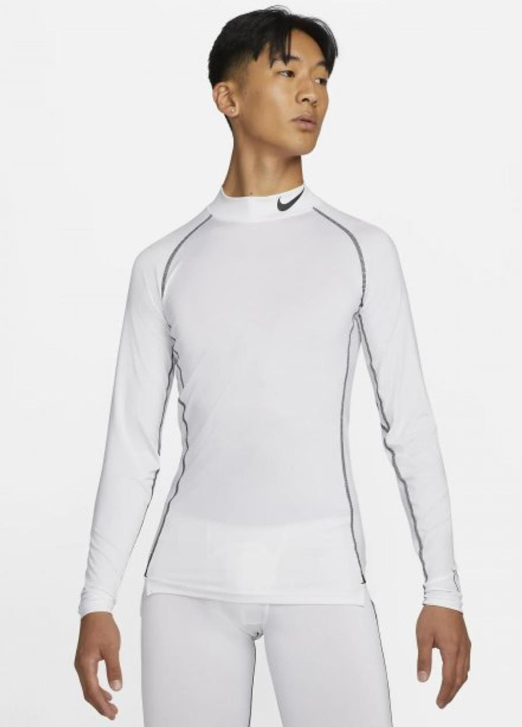 Лонгслів DD1986-100 Nike Pro Dri-FIT Mock Long-Sleeve Tight Top однотонний білий спортивні поліестер