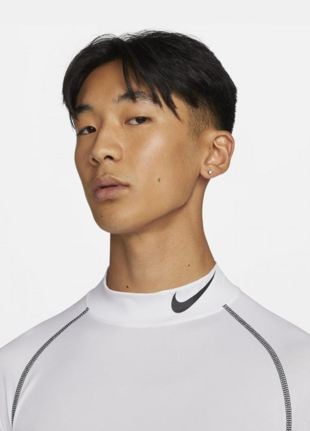 Лонгслів DD1986-100 Nike Pro Dri-FIT Mock Long-Sleeve Tight Top однотонний білий спортивні поліестер