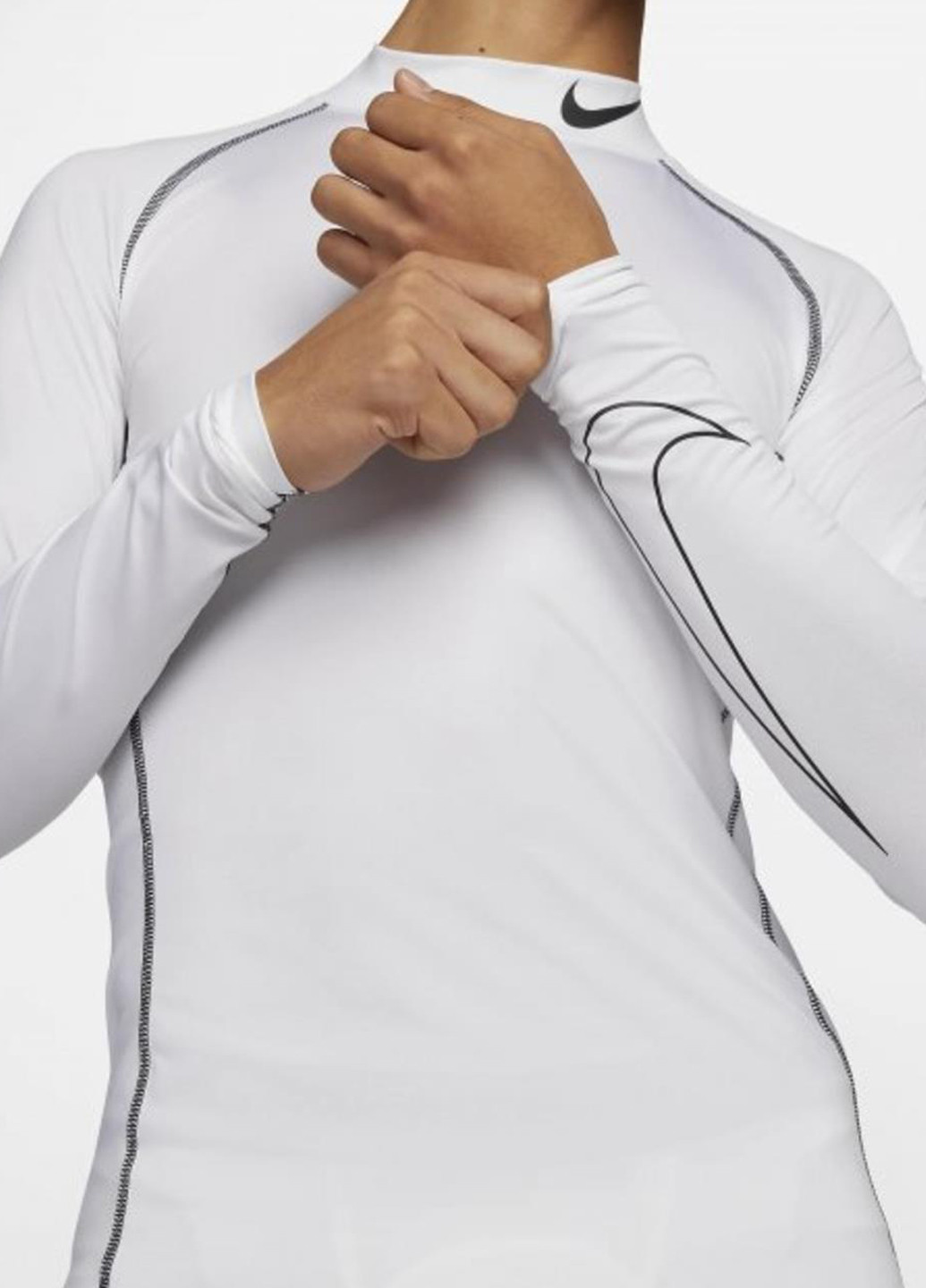 Лонгслів DD1986-100 Nike Pro Dri-FIT Mock Long-Sleeve Tight Top однотонний білий спортивні поліестер
