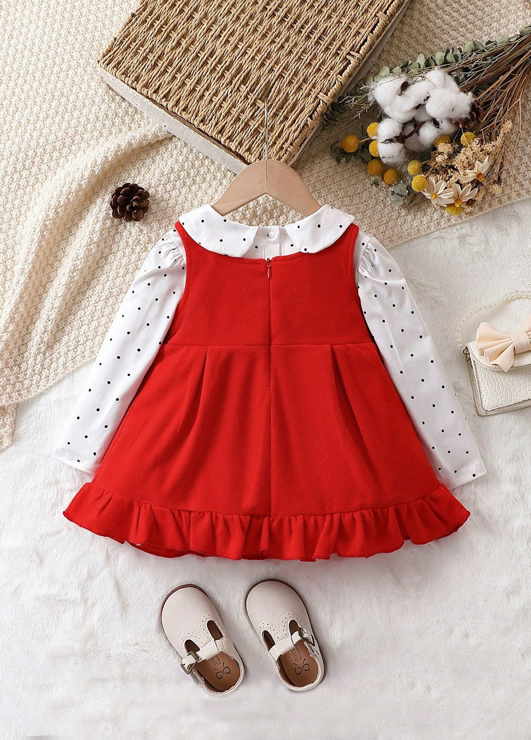 Красный летний комплект (лонгслив, сарафан) SHEIN