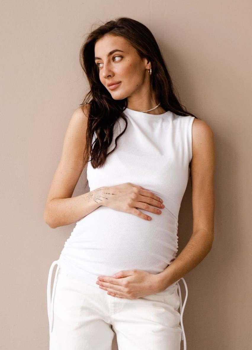 Майка для вагітних та годуючих мам з секретом для годування біла To Be — 228254788