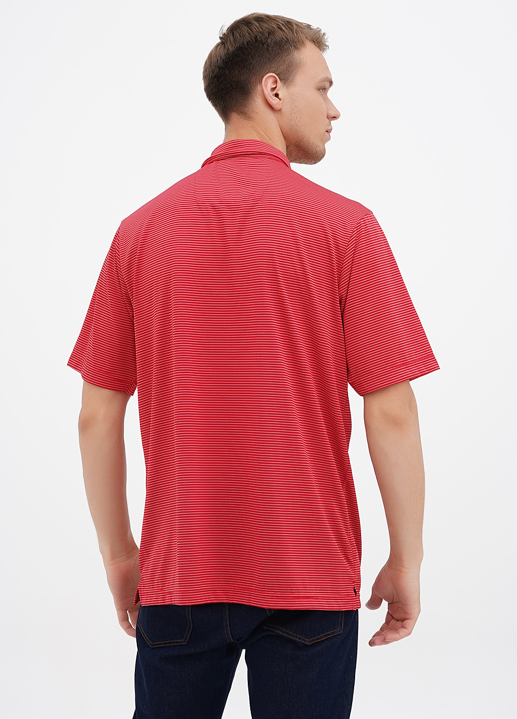 Красная футболка-поло для мужчин Antigua в полоску
