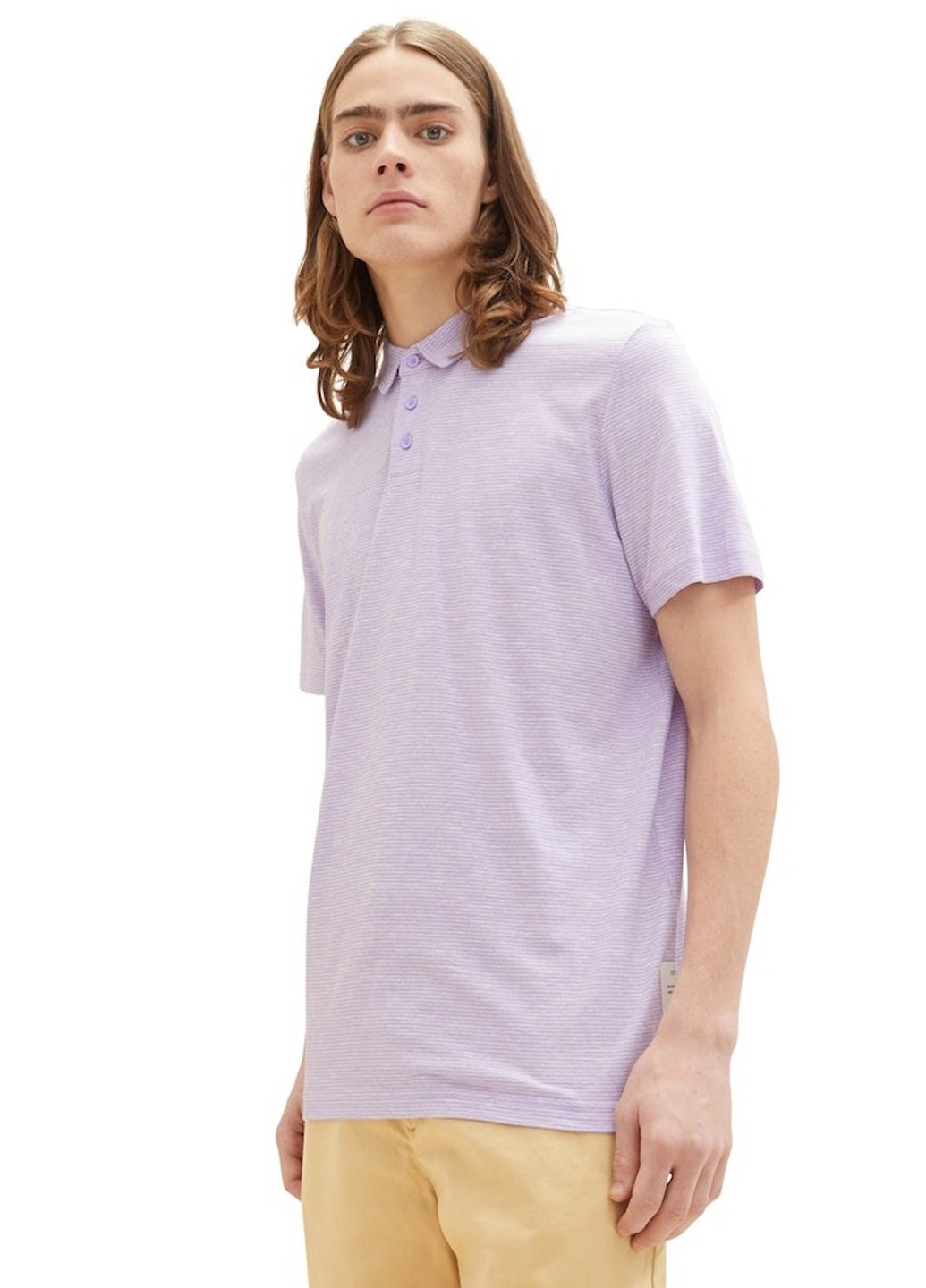 Сиреневая футболка-поло для мужчин Tom Tailor меланжевая