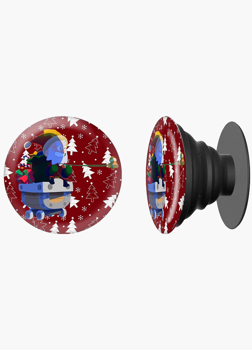 Попсокет (Popsockets) тримач для смартфону Санта Майк Бравл Старс (Santa Mike Brawl Stars) (8754-1001) Чорний MobiPrint (216748558)
