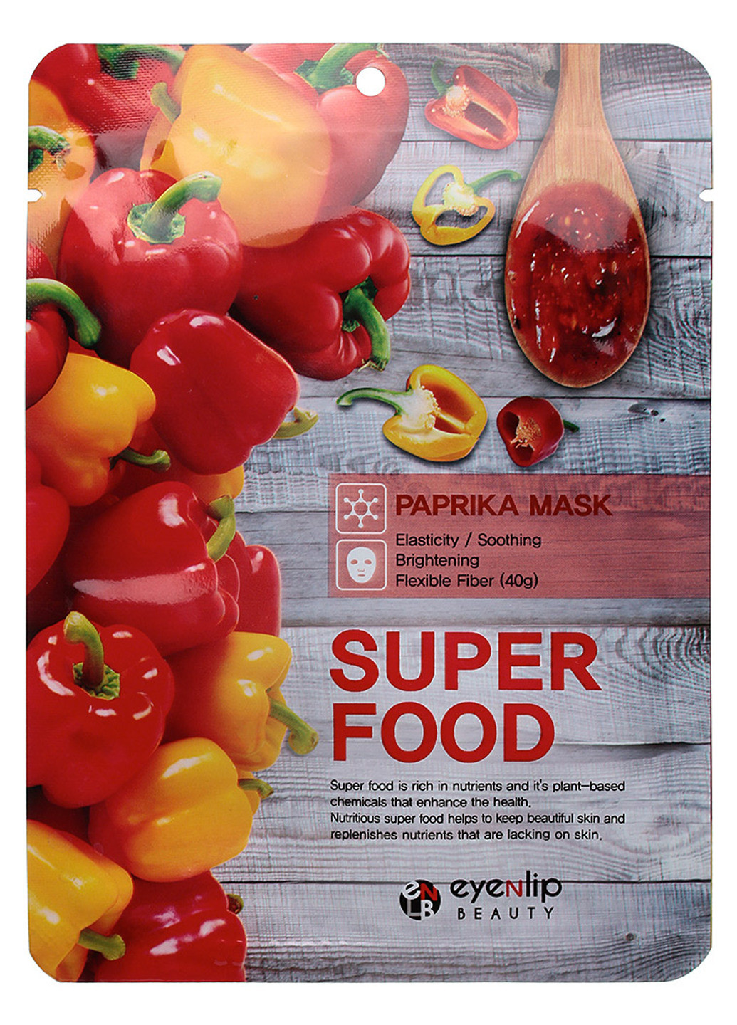 Тканевая маска с экстрактом паприки Super Food Parprika Mask 1 шт. Eyenlip (232585620)