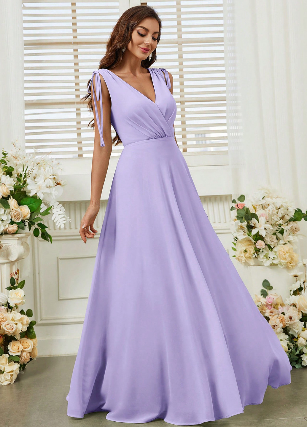 Фиолетовое праздничный, вечернее платье на запах, с открытой спиной, а-силуэт SHEIN однотонное