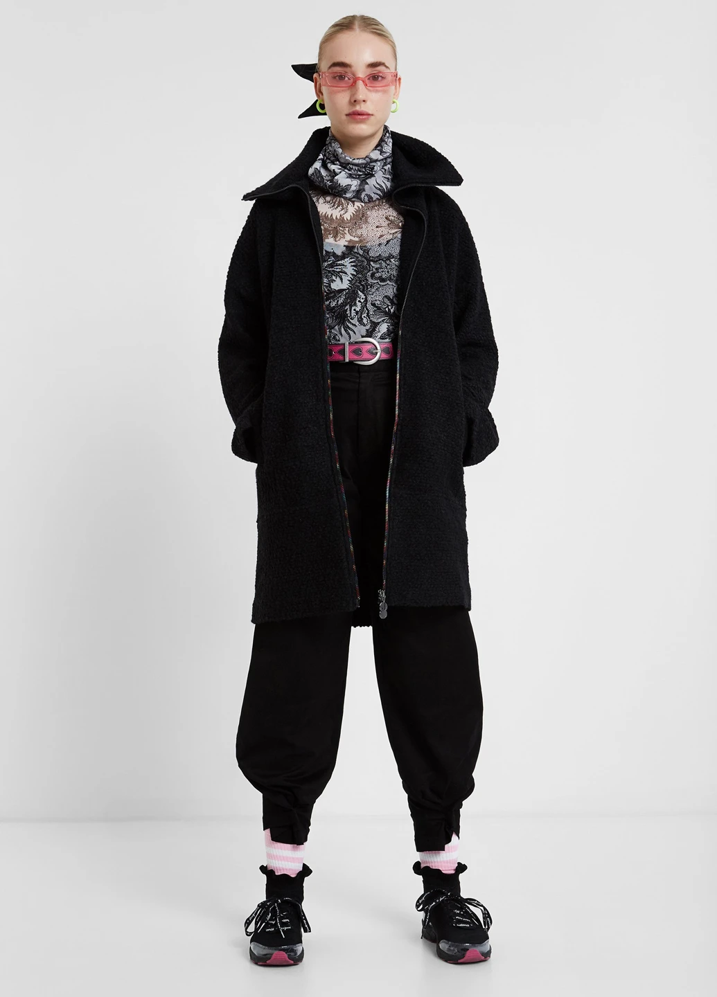 Чорне демісезонне Пальто Desigual