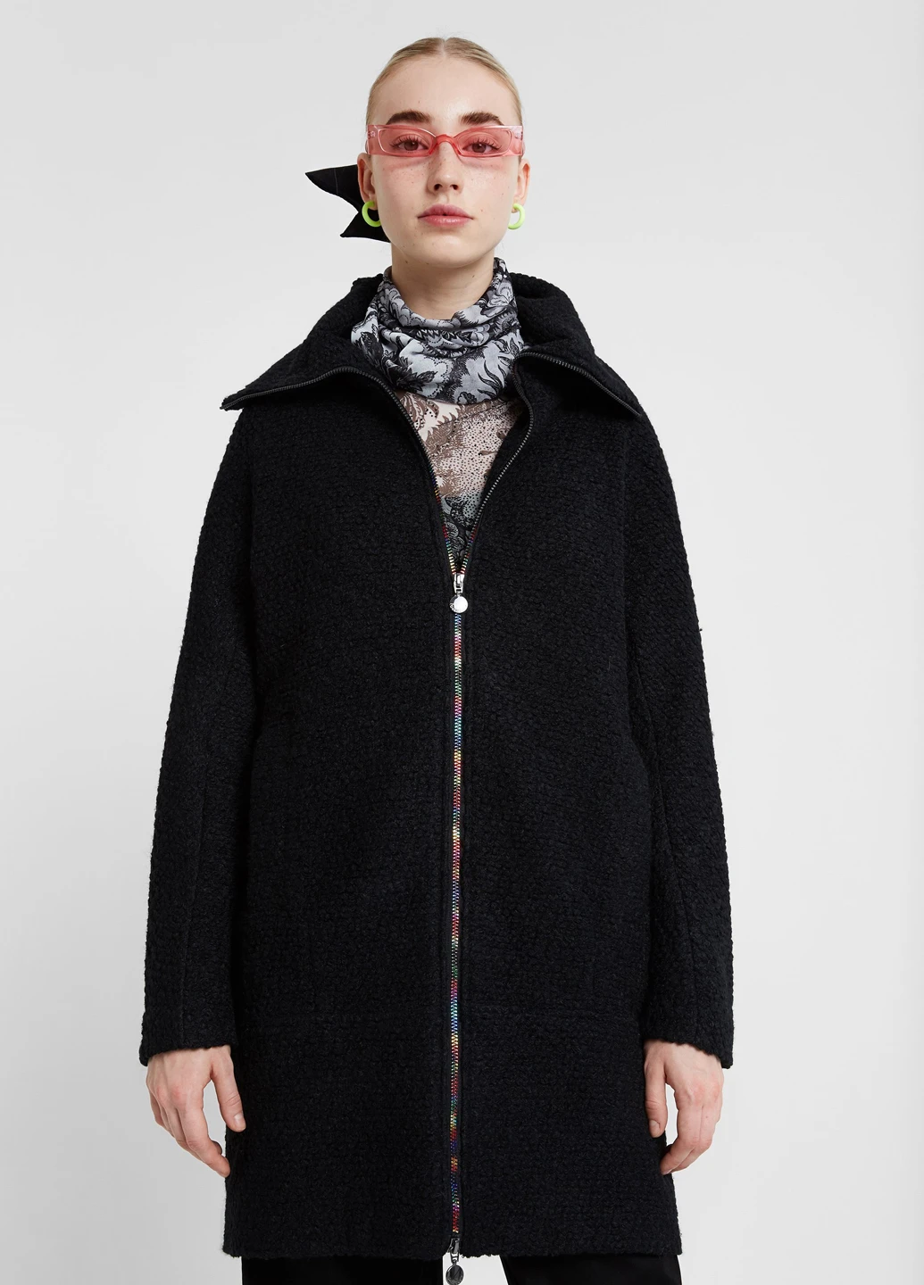 Чорне демісезонне Пальто Desigual