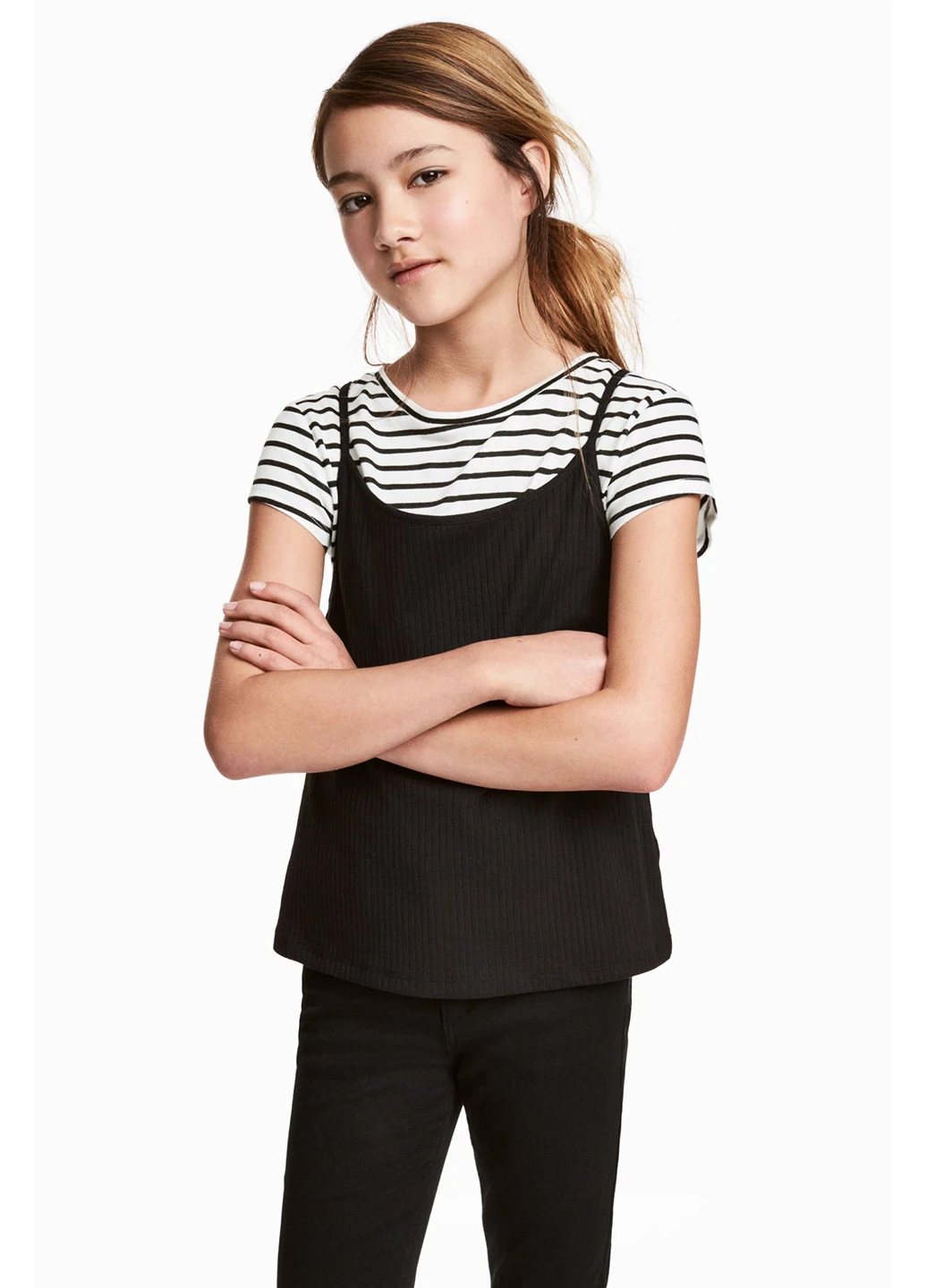 Черно-белый летний комплект (футболка, майка) H&M