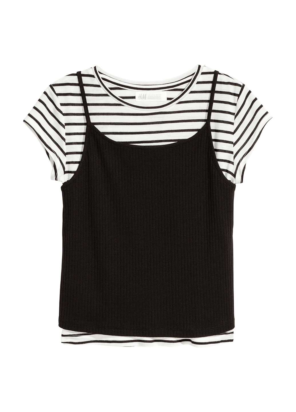 Черно-белый летний комплект (футболка, майка) H&M