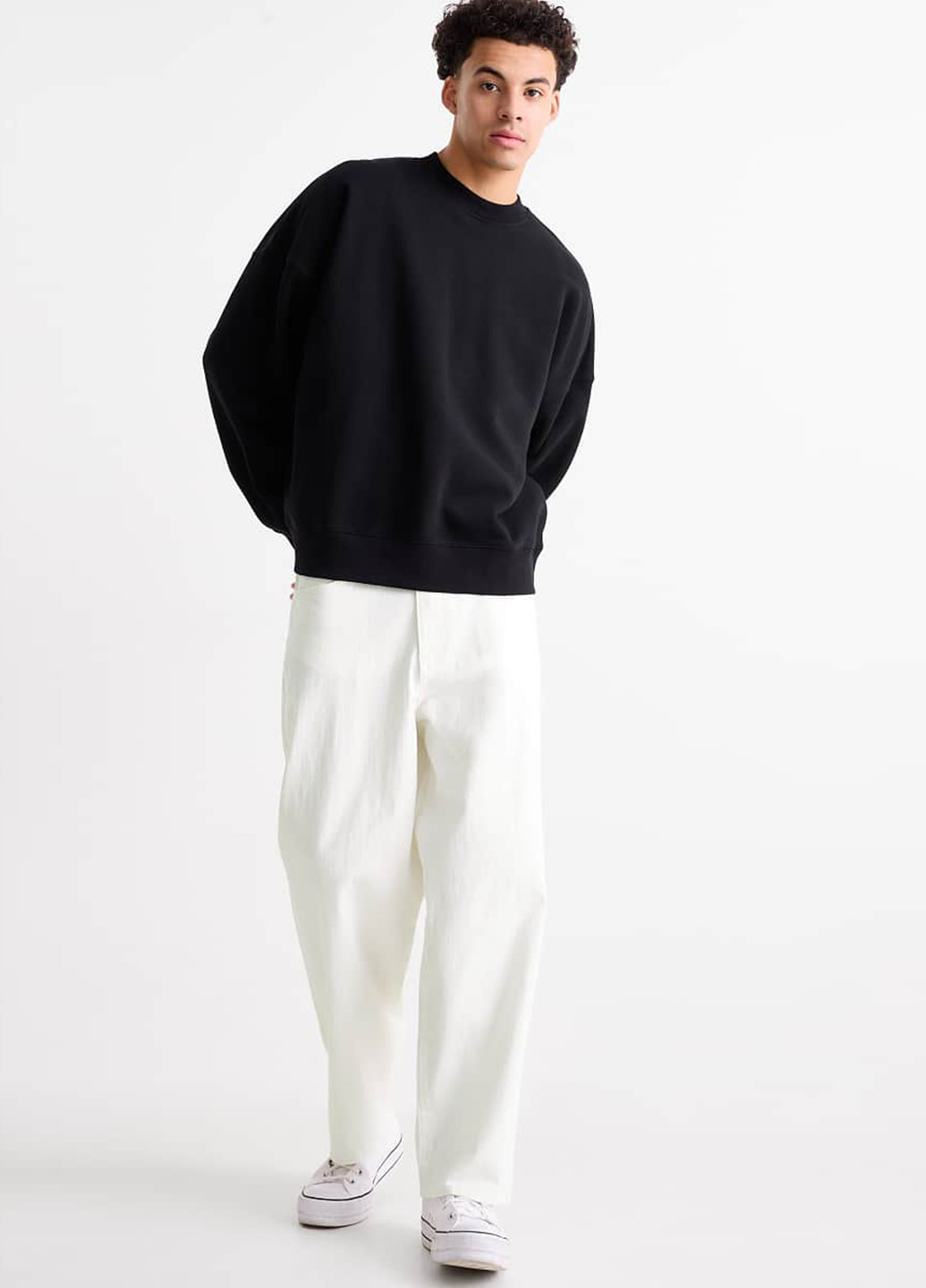 Молочные демисезонные укороченные, мешковатые джинсы C&A