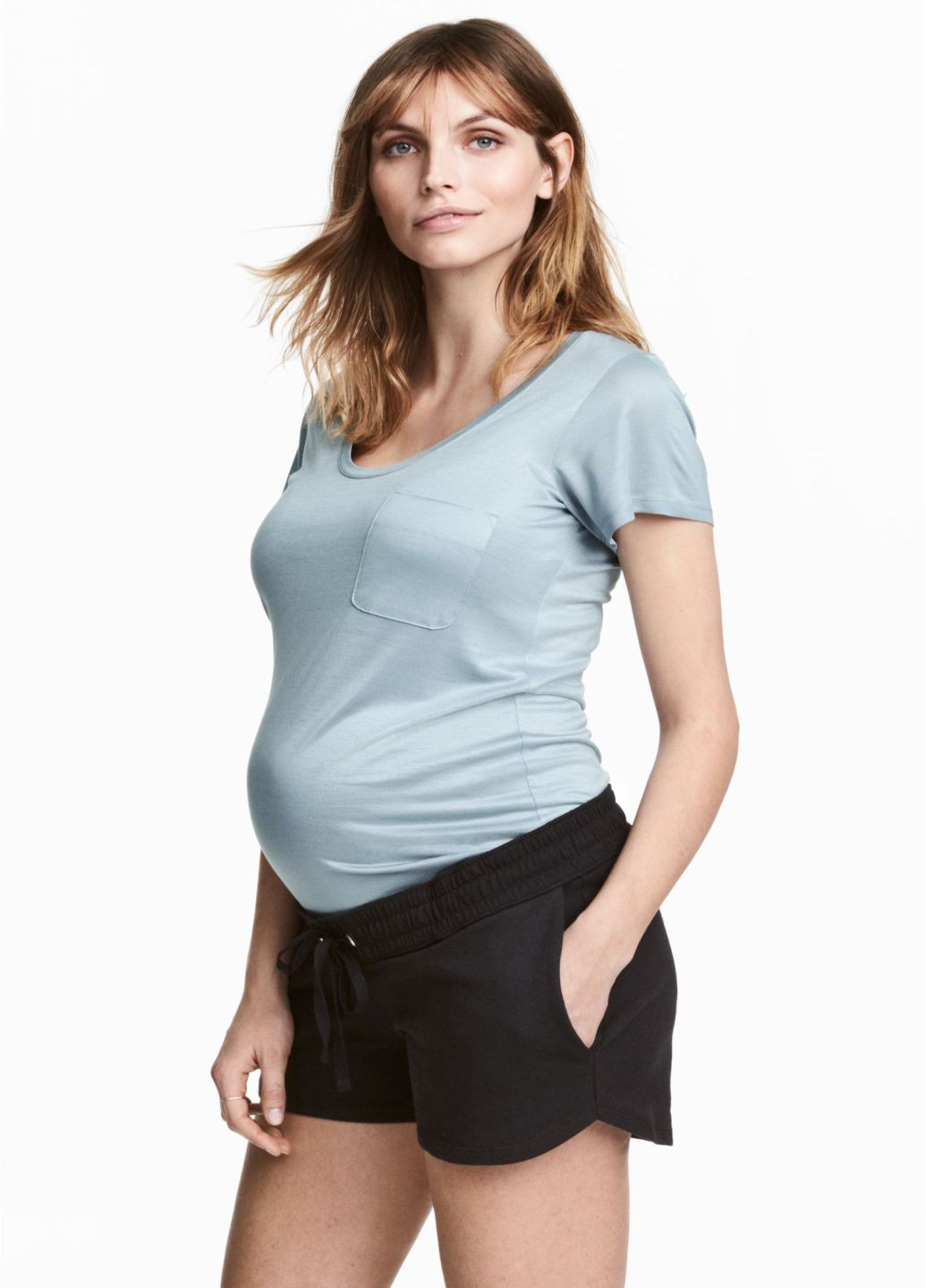 Шорты для беременных H&M однотонные чёрные кэжуалы трикотаж
