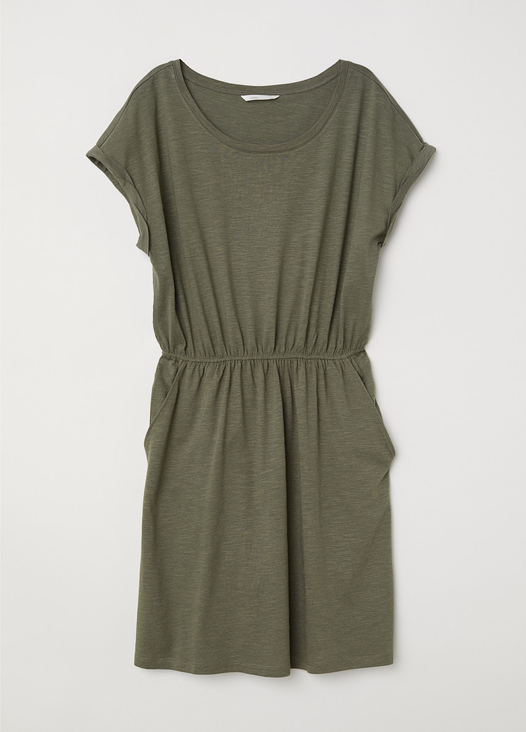 Оливковое (хаки) кэжуал платье платье-футболка H&M