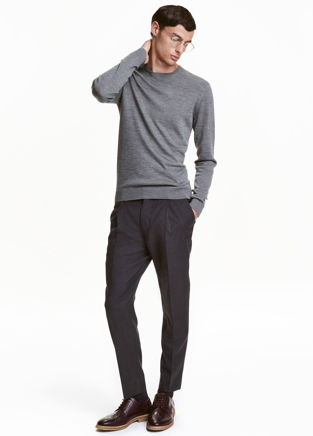 Темно-серые кэжуал демисезонные классические брюки H&M