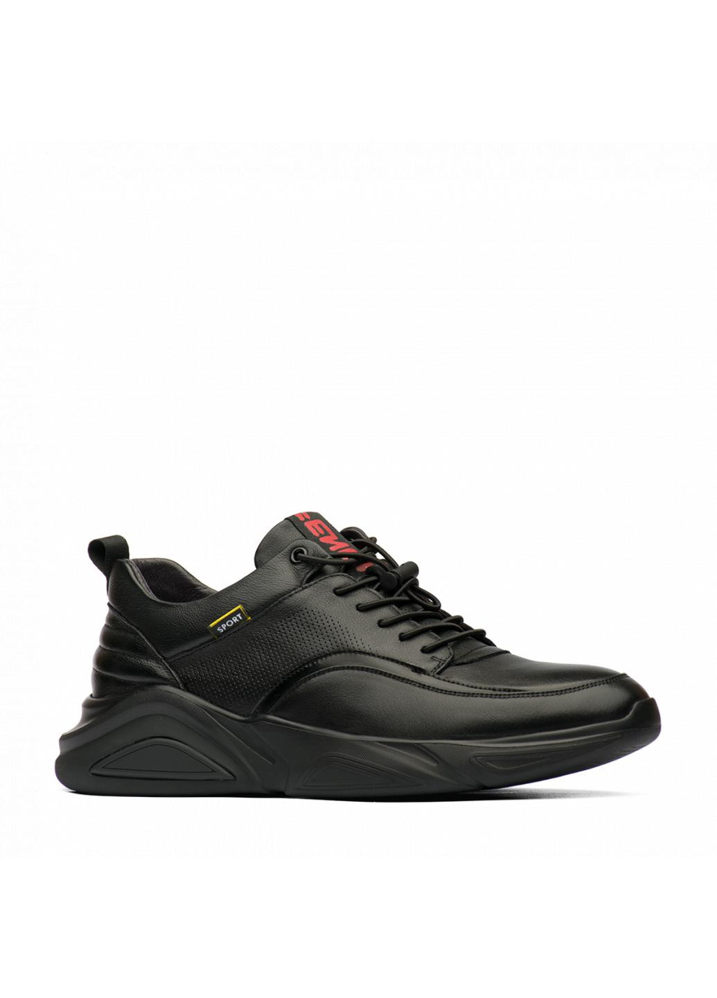 Черные демисезонные кроссовки кожаные мужские 96701 No Brand