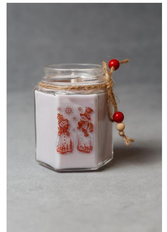 Новогодняя подарочная handmade свеча "Снеговик белый" 38-40 часов горения BeautlyMaysternya (255288269)