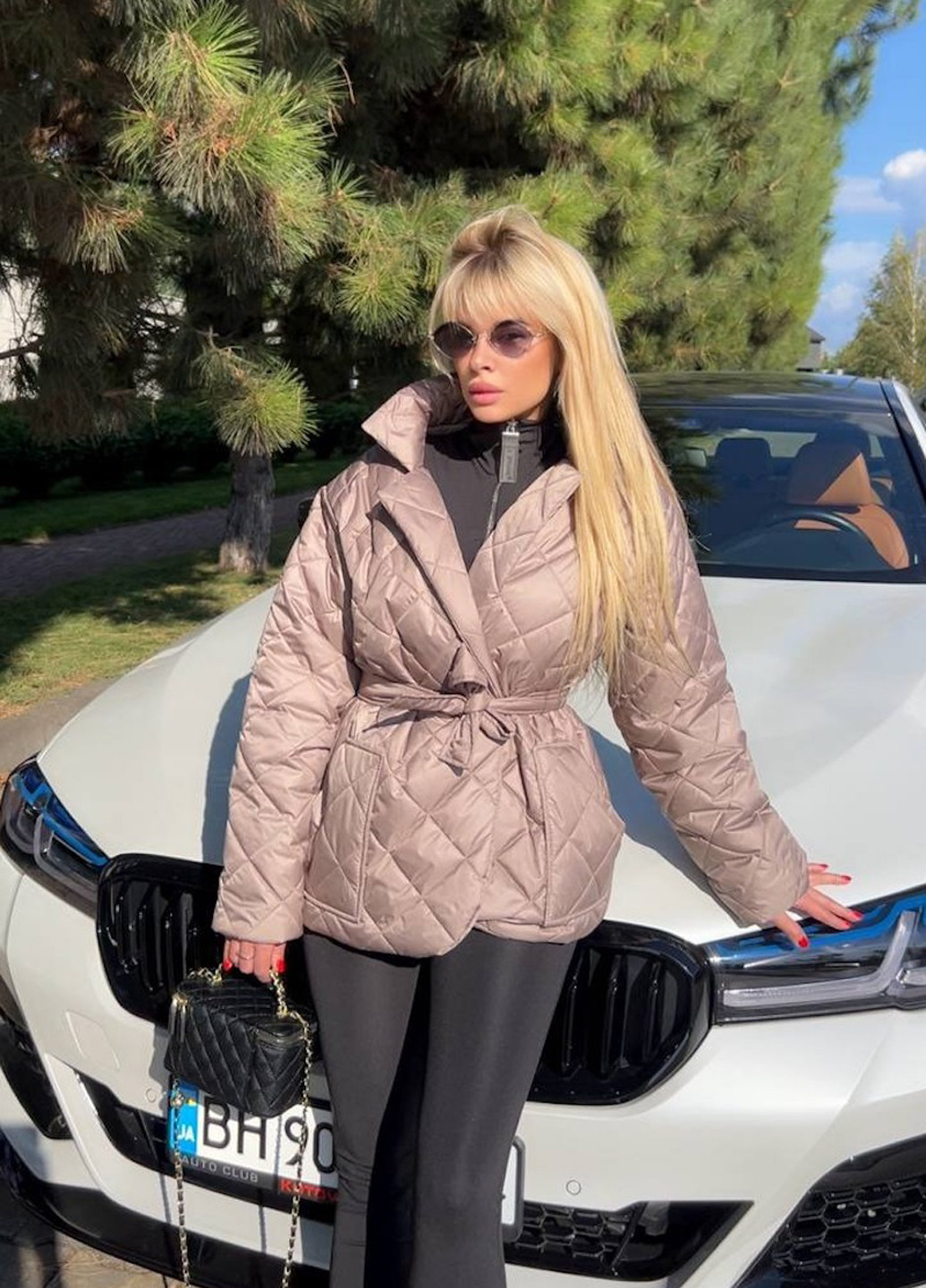 Темно-бежева демісезонна куртка No Brand