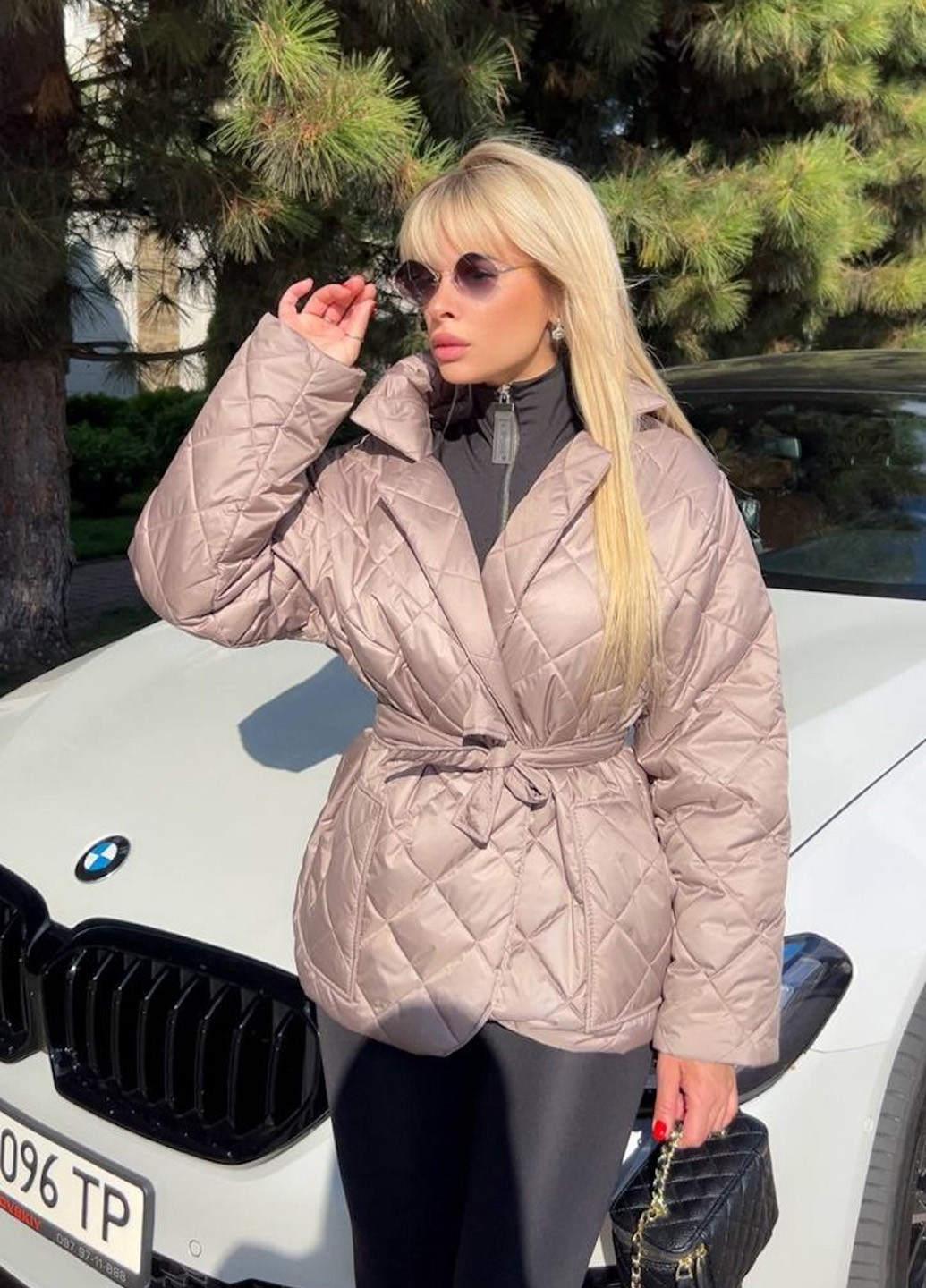 Темно-бежева демісезонна куртка No Brand