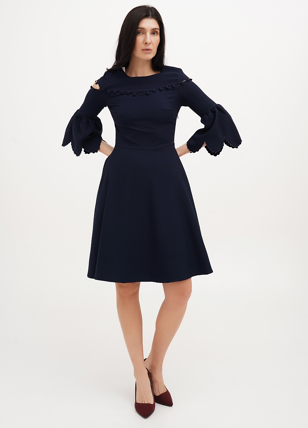 Темно-синее кэжуал, коктейльное платье клеш Imperial однотонное