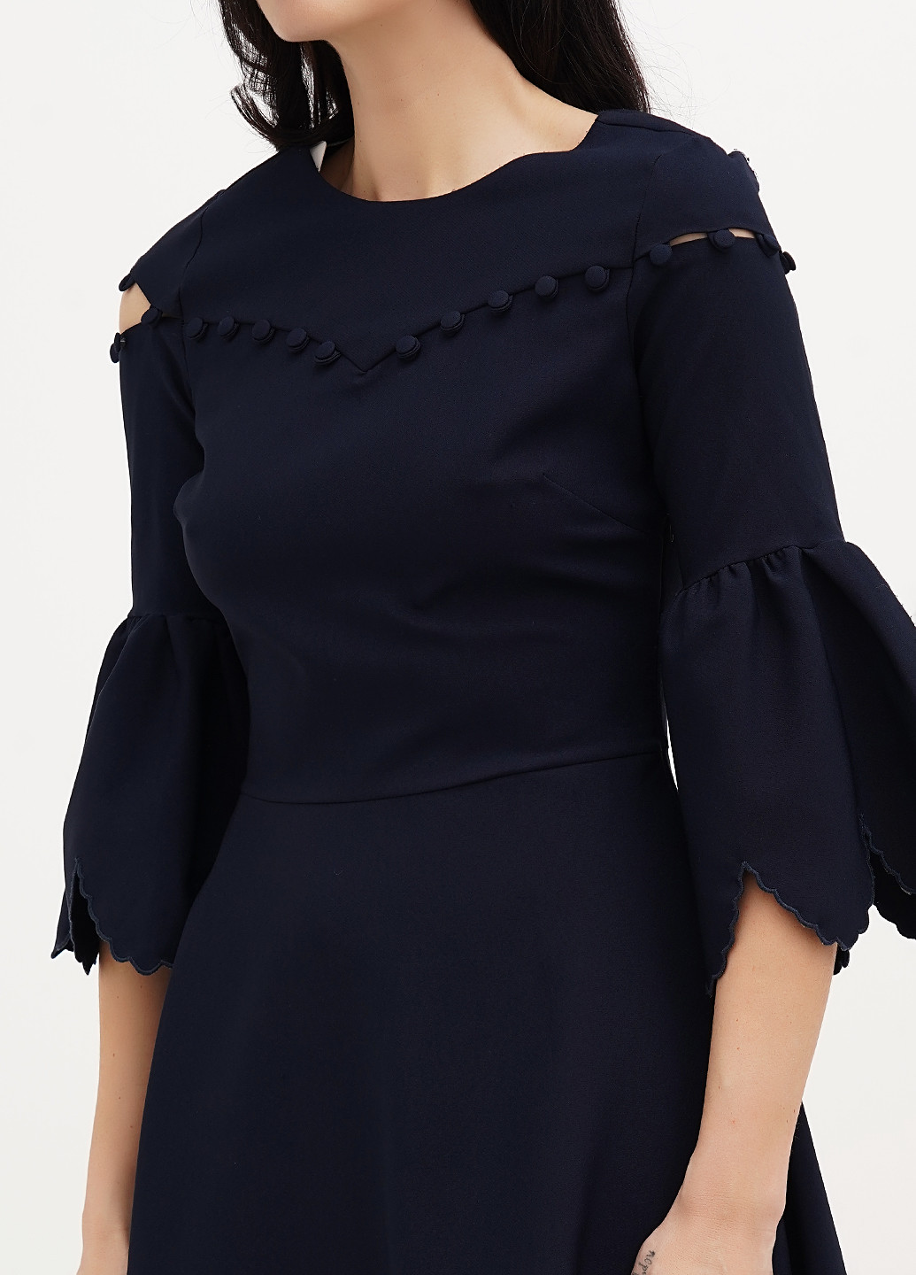 Темно-синее кэжуал, коктейльное платье клеш Imperial однотонное