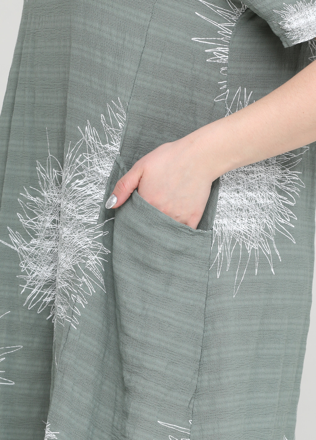 Оливкова (хакі) кежуал сукня Made in Italy з абстрактним візерунком
