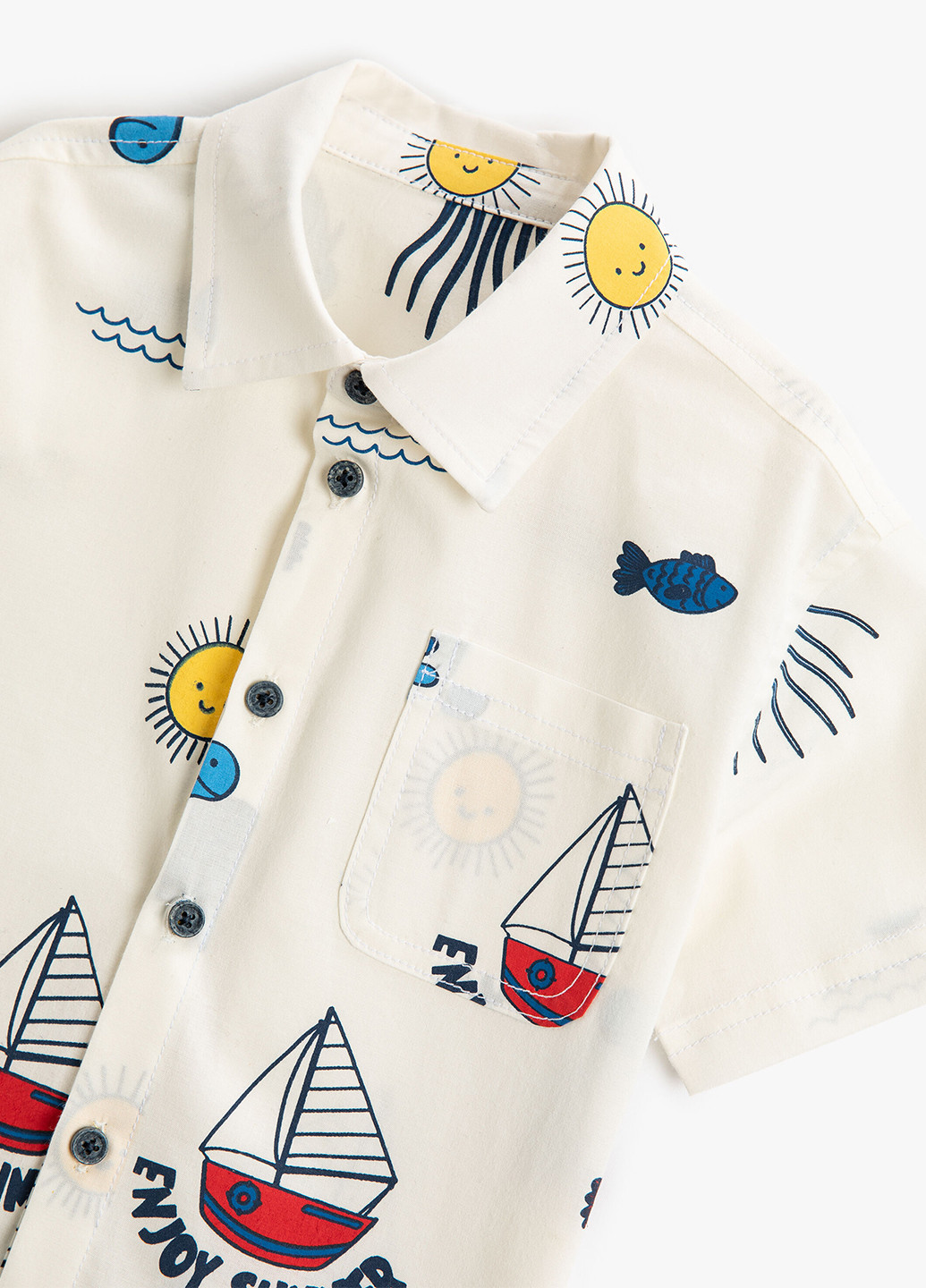 Молочная кэжуал рубашка морская тематика KOTON