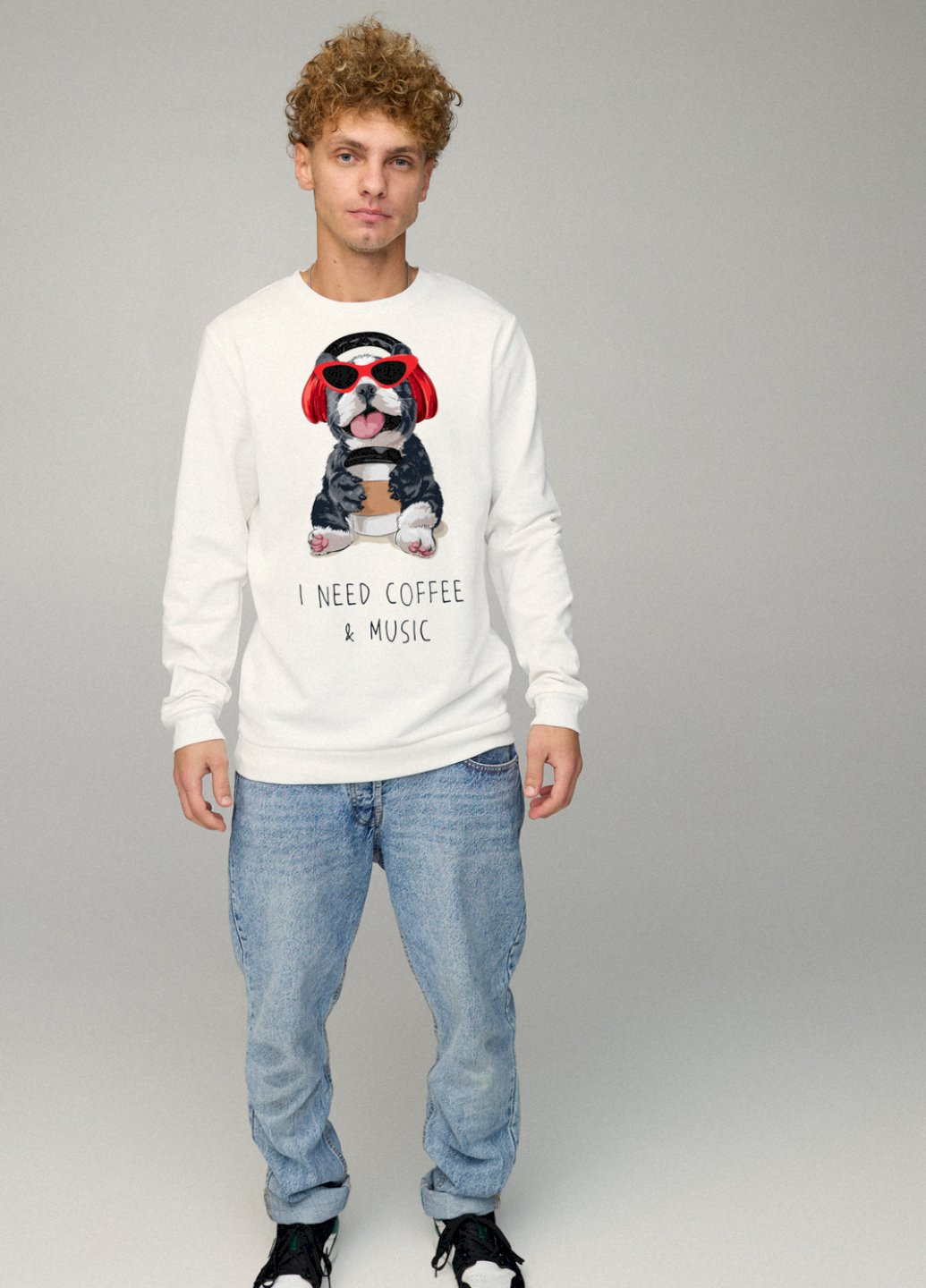 Белый свитшот мужской basic /no flis/ YAPPI рисунок (251791192)