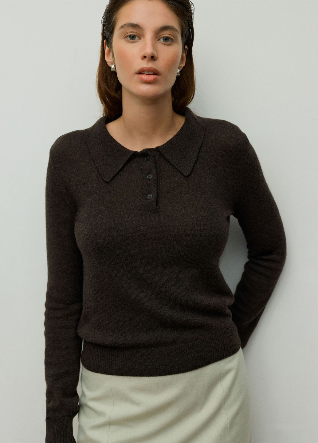 Коричневая женская футболка-поло JUL однотонная