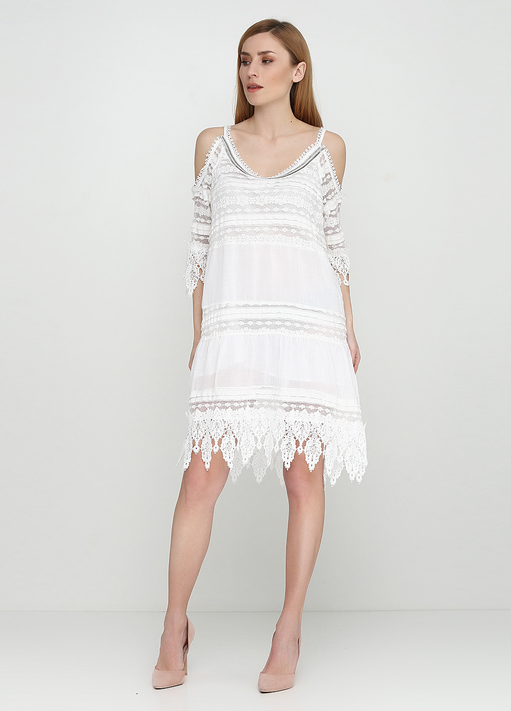 Белое кэжуал платье Miho's однотонное