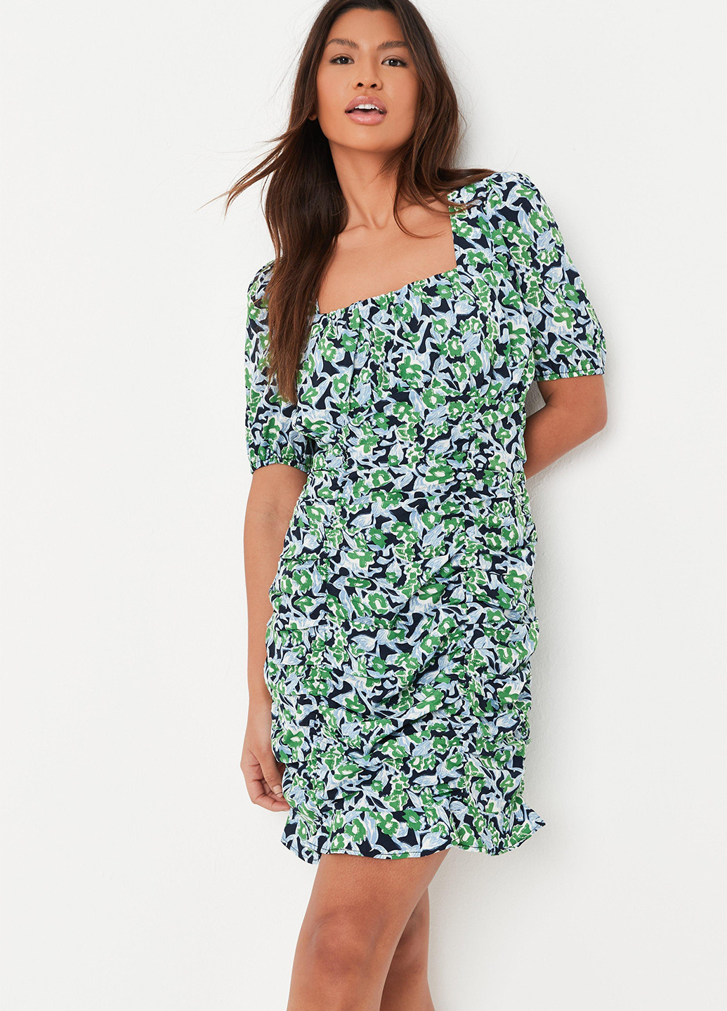 Зеленое кэжуал платье Missguided с цветочным принтом