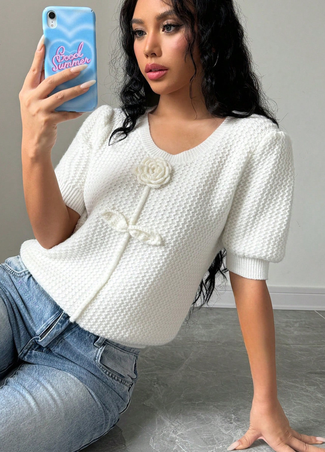 Білий літній джемпер джемпер SHEIN