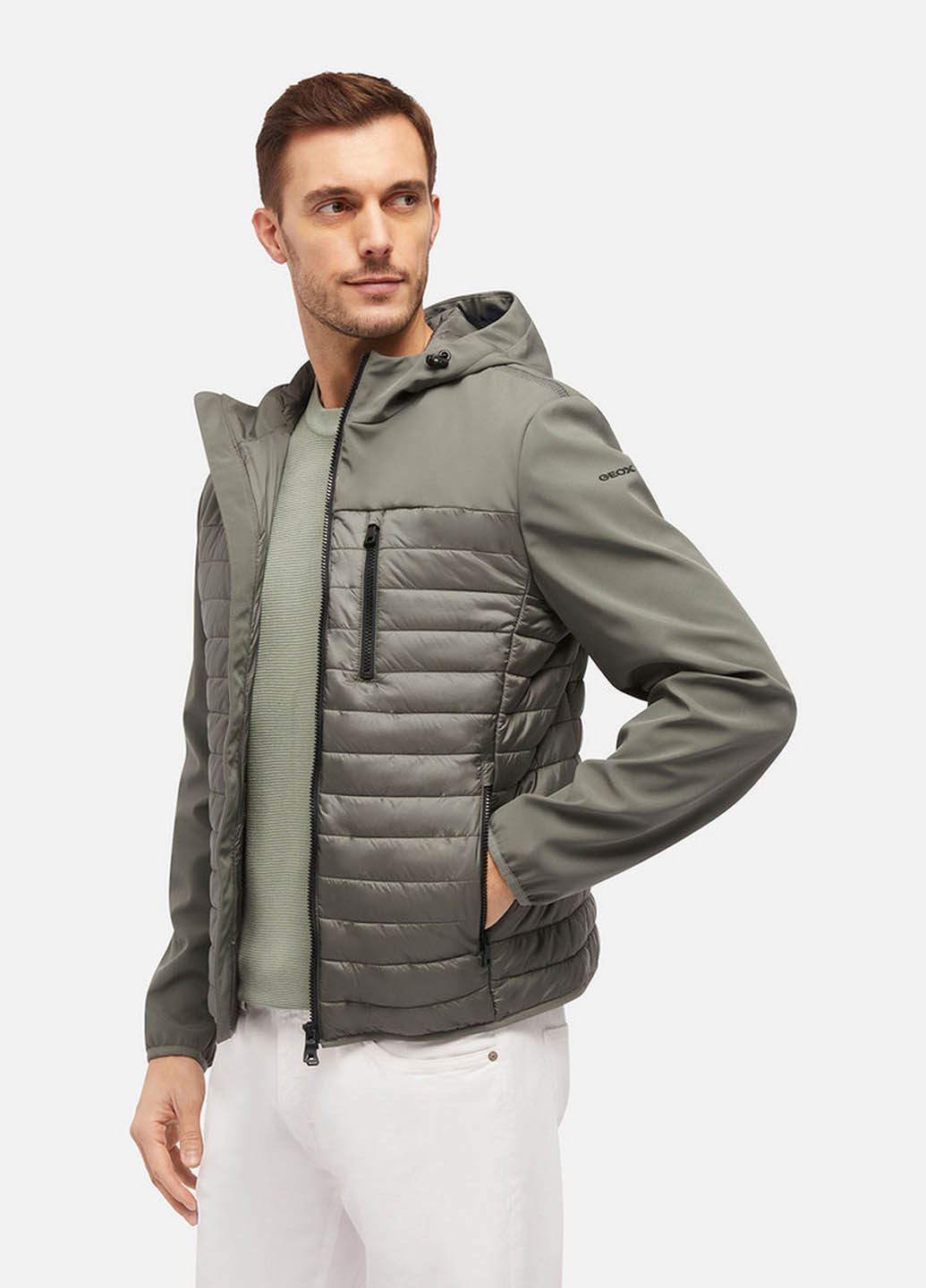 Сіро-зелена демісезонна куртка Geox