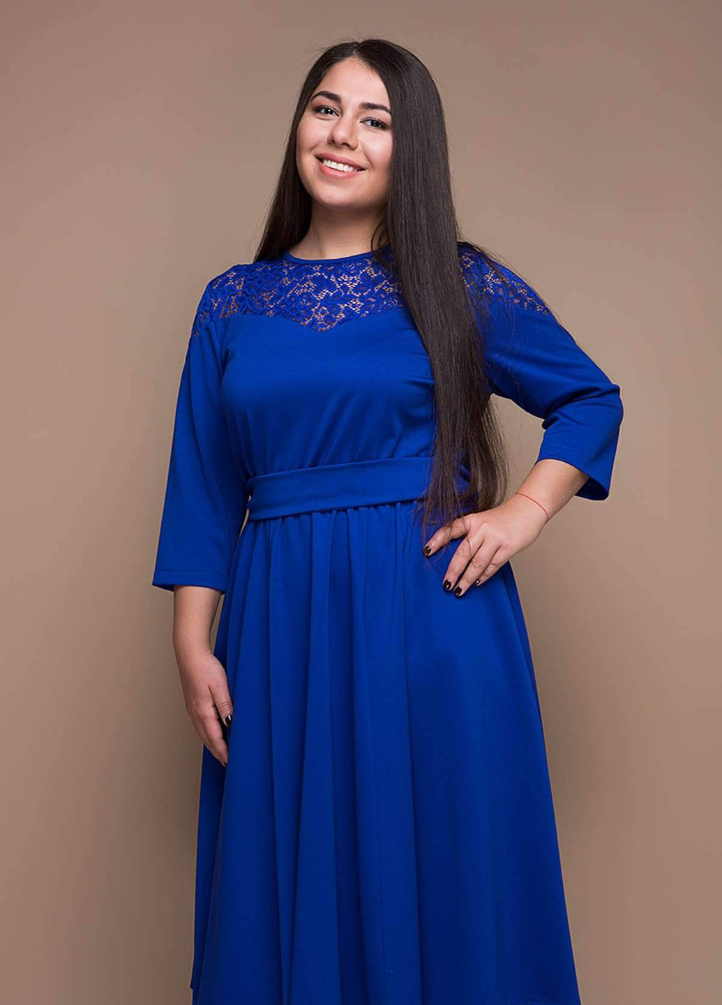 Серо-голубое кэжуал платье с расклешенной юбкой грейс электрик Tatiana однотонное