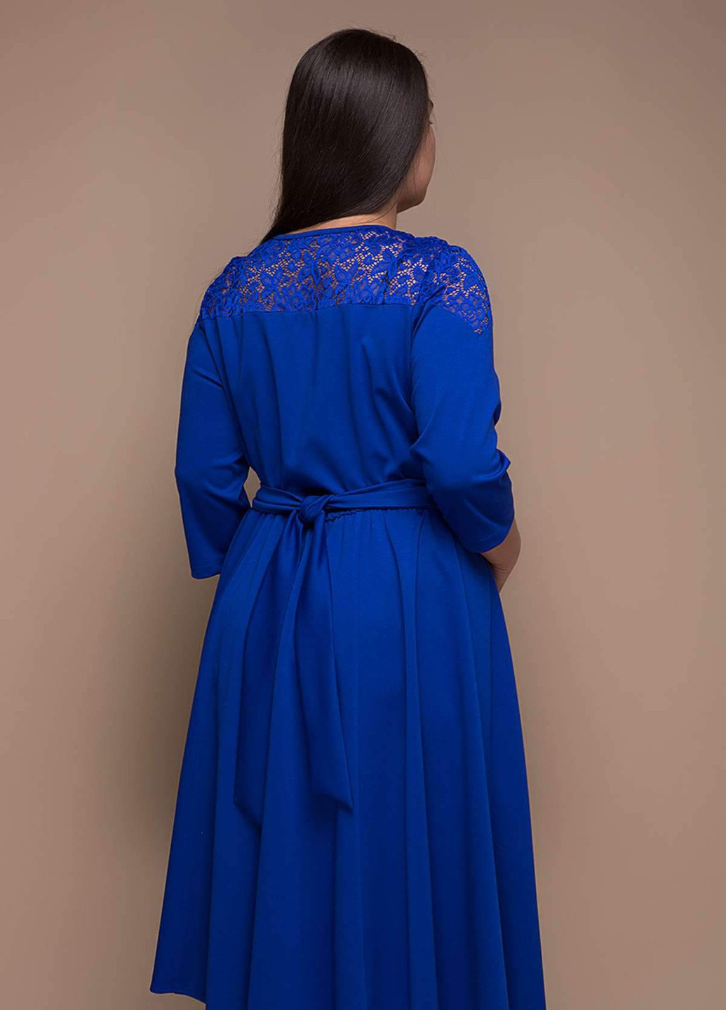 Серо-голубое кэжуал платье с расклешенной юбкой грейс электрик Tatiana однотонное