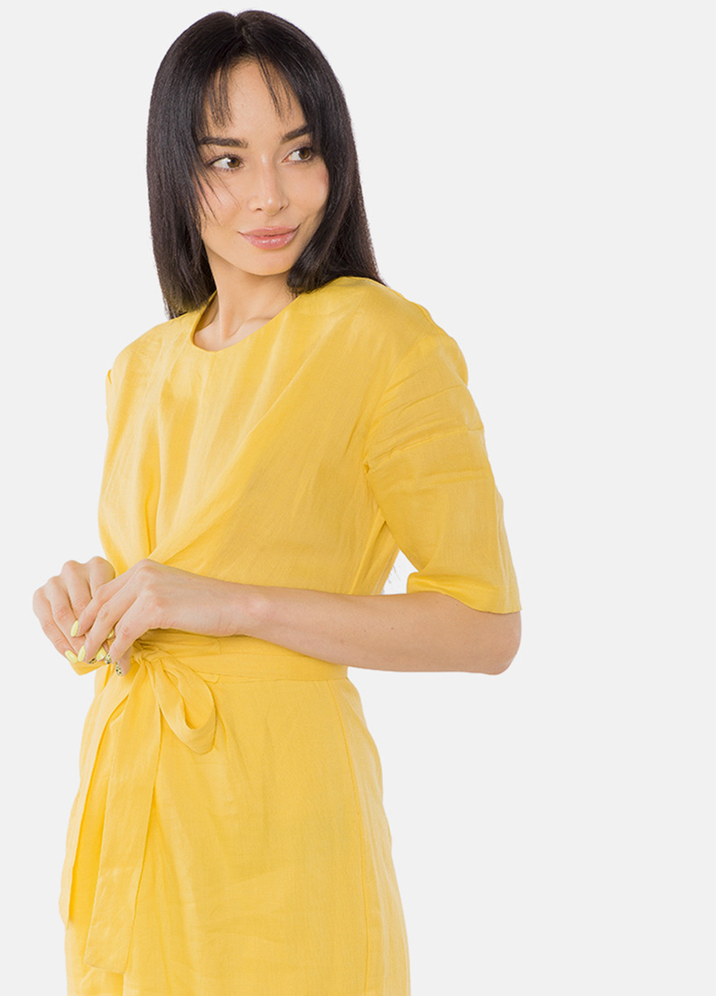 Желтое кэжуал платье MR 520 однотонное