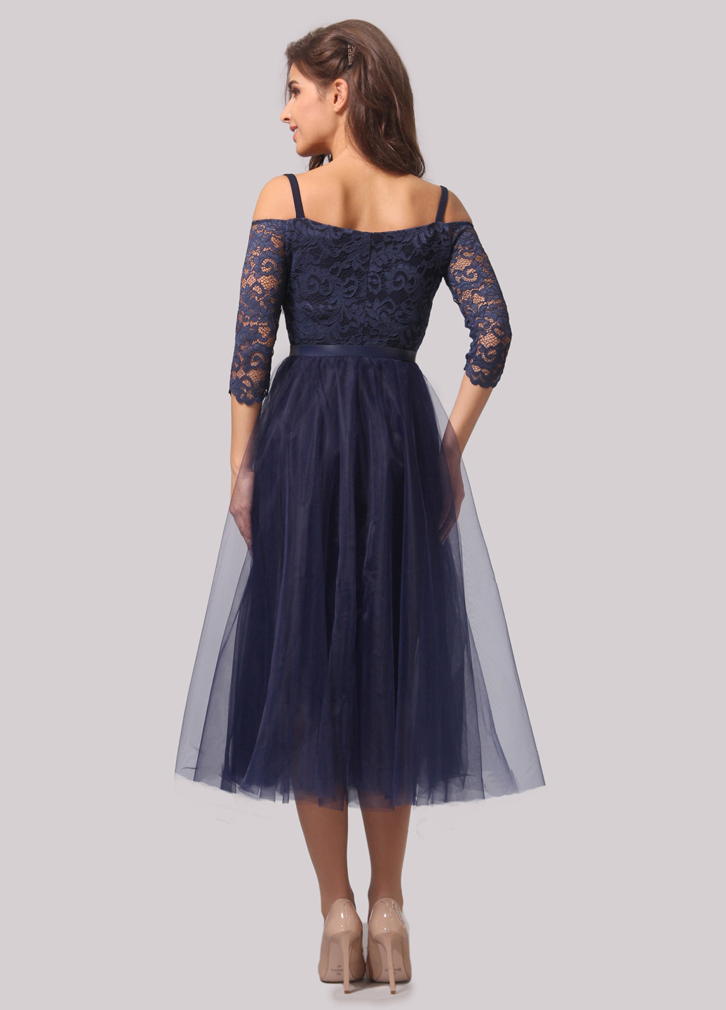 Темно-синее коктейльное платье пачка Agata Webers однотонное
