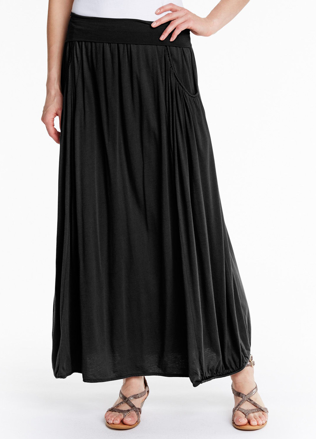 Черная кэжуал однотонная юбка Garnet Hill а-силуэта (трапеция)
