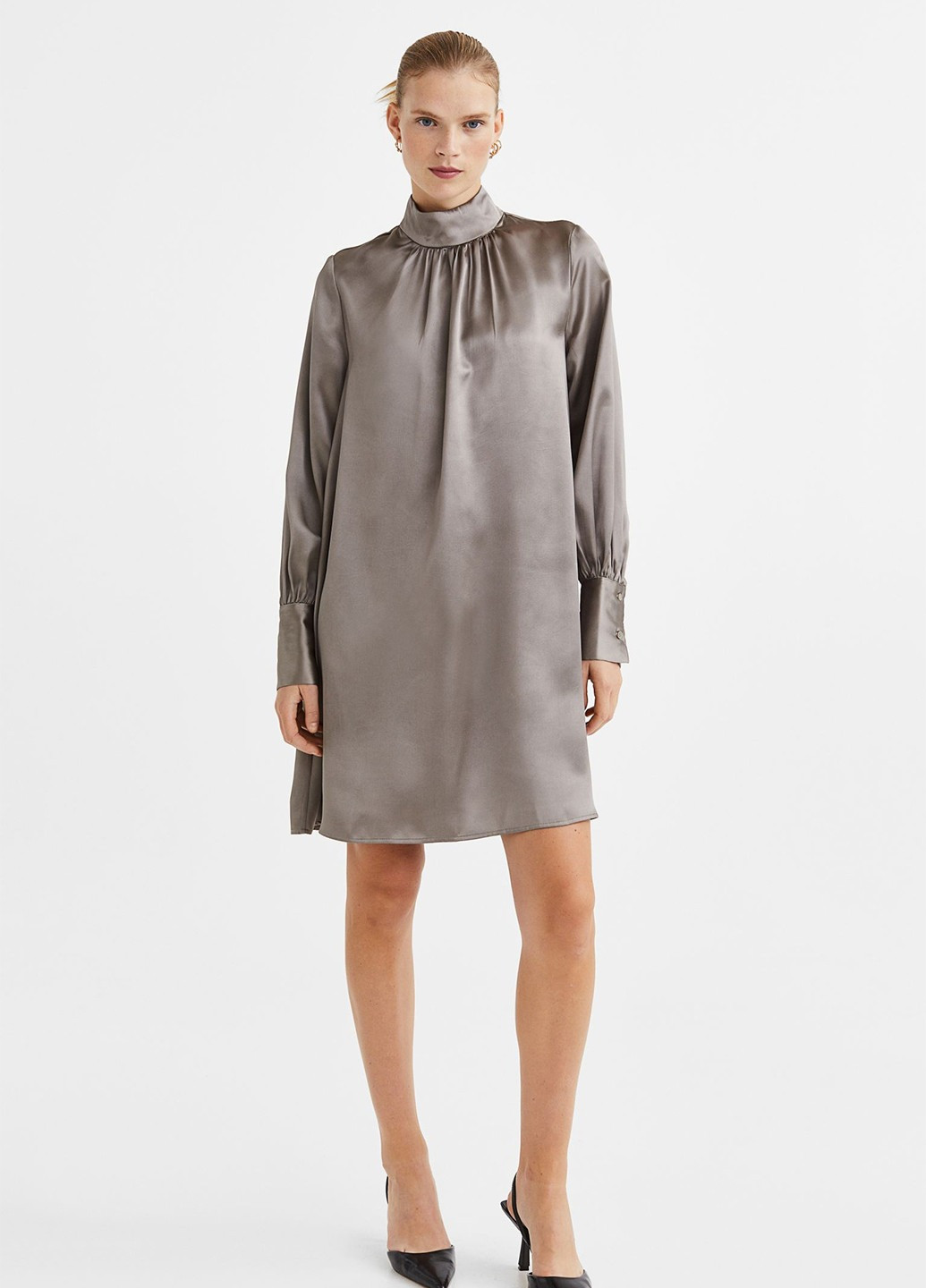 Сіро-бежева кежуал сукня а-силует H&M однотонна