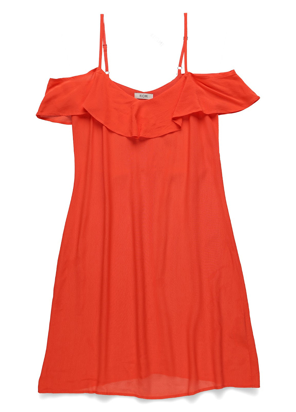 Оранжевое кэжуал платье с открытыми плечами Kiomi однотонное