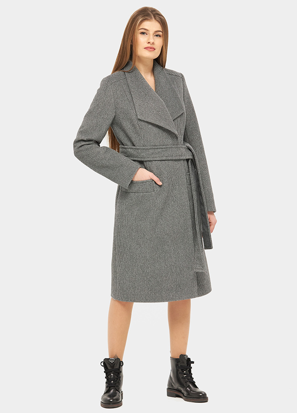 Серое демисезонное Пальто однобортное DANNA