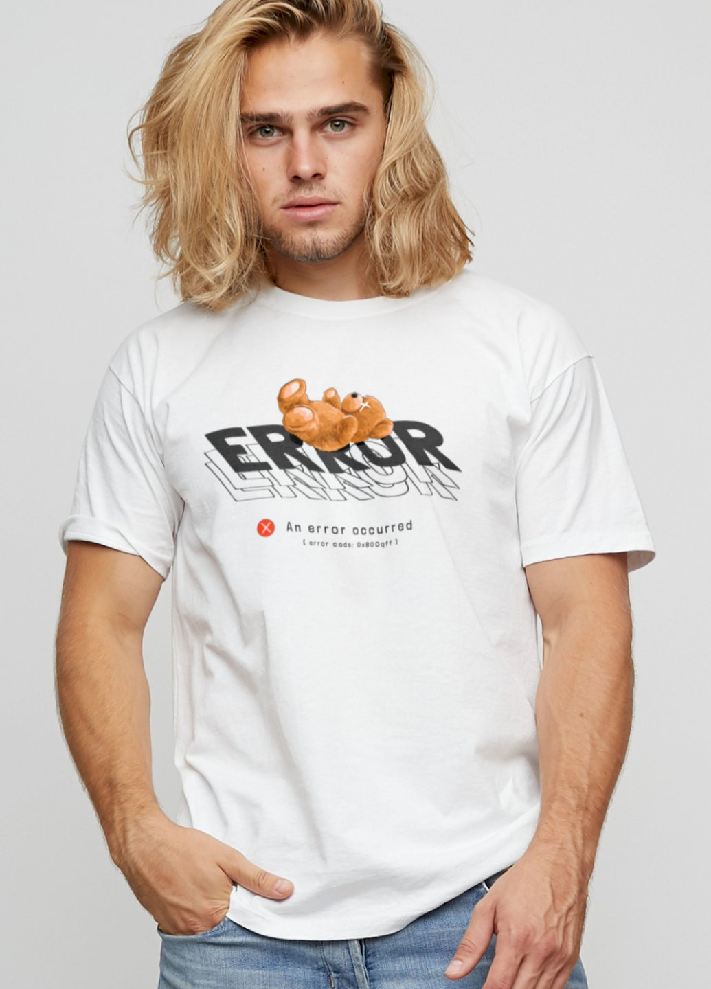 Біла футболка чоловіча basic /air print/ YAPPI