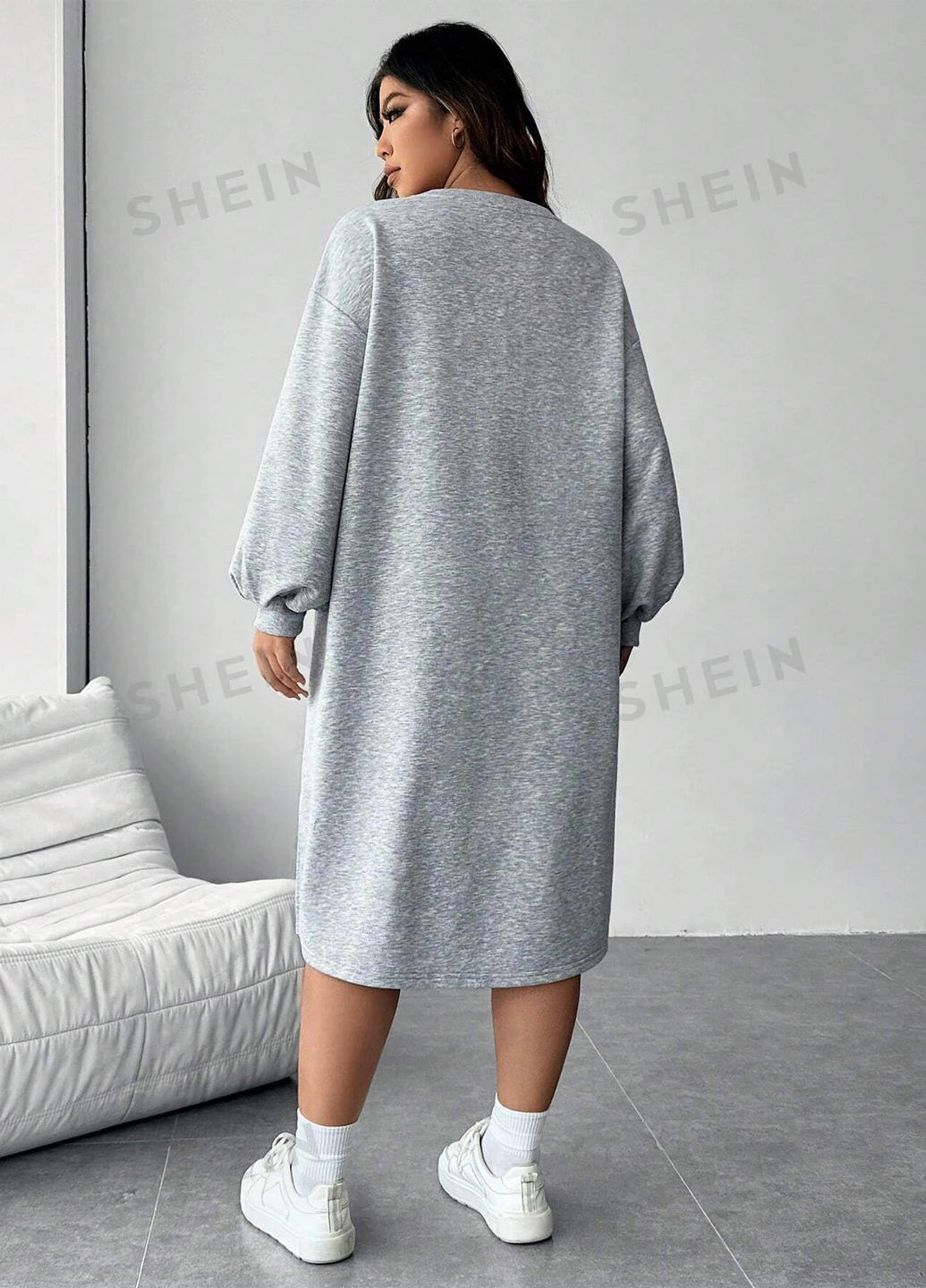 Сіра кежуал сукня сукня-світшот SHEIN однотонна