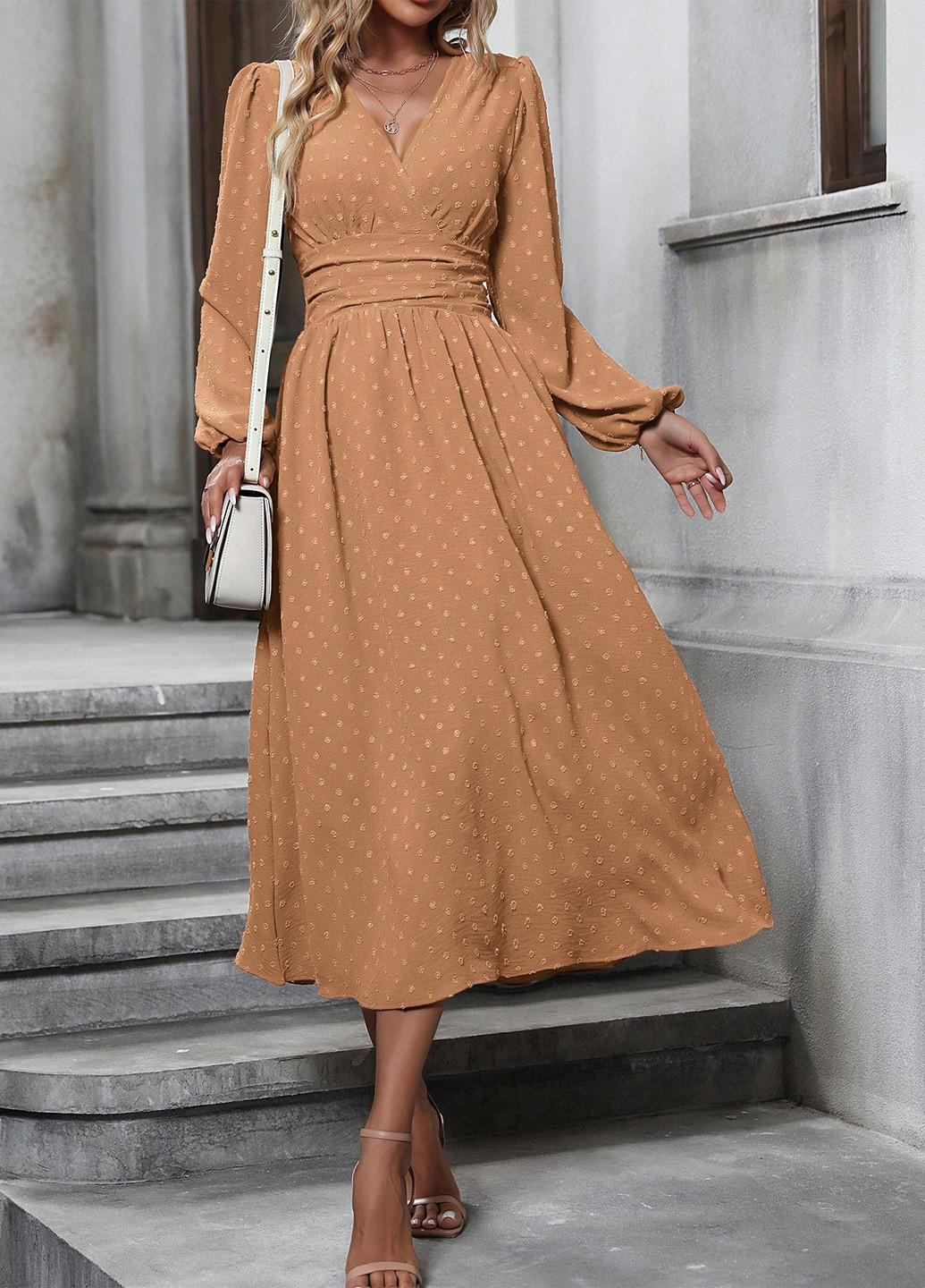 Оливкова (хакі) кежуал сукня на запах SHEIN однотонна