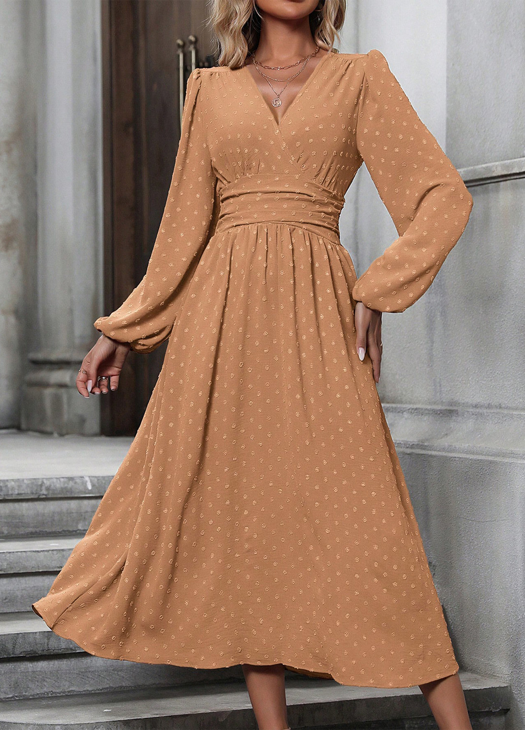 Оливкова (хакі) кежуал сукня на запах SHEIN однотонна