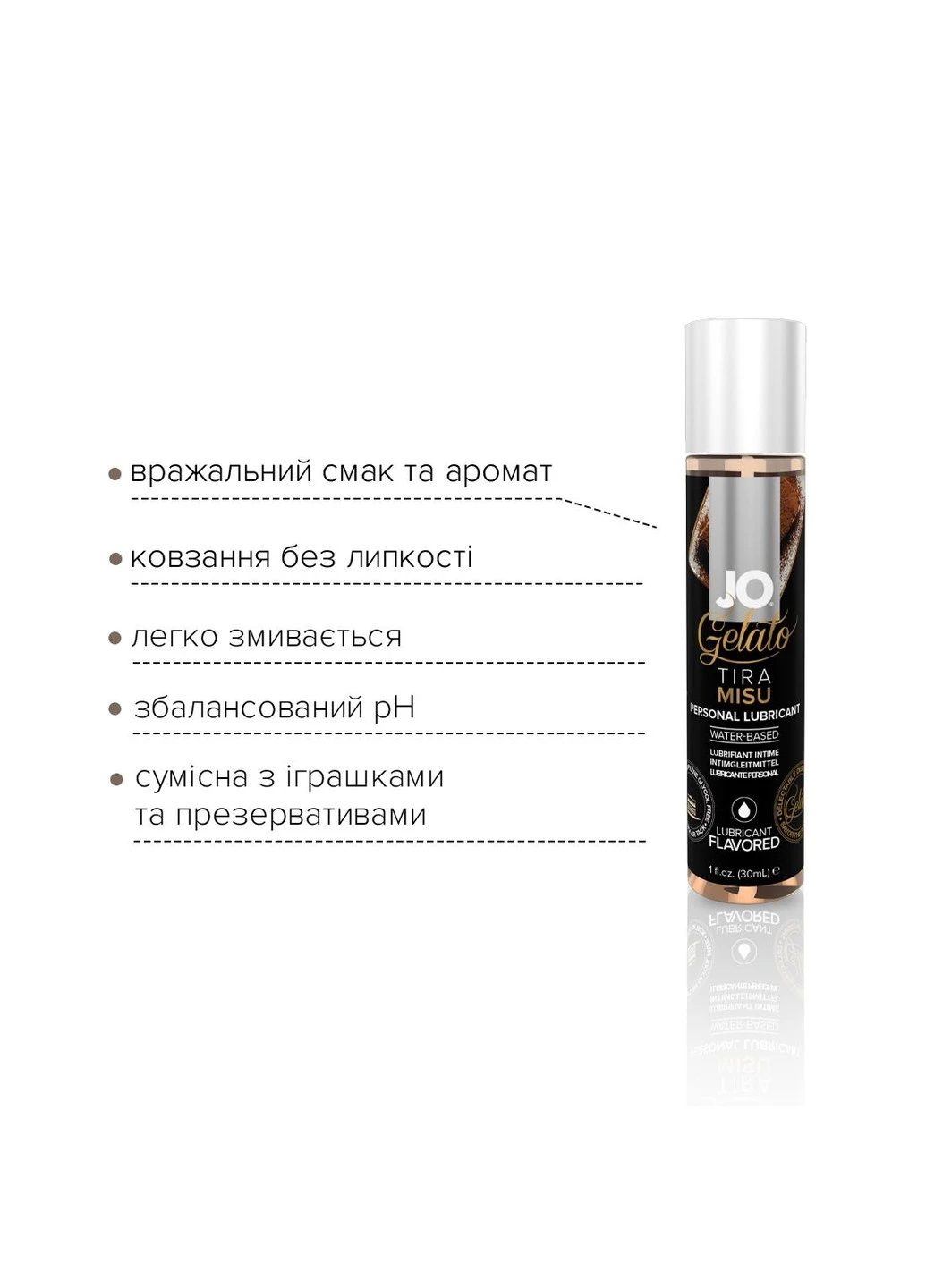 Смазка на водной основе GELATO Tiramisu (30 мл) без сахара, парабенов и пропиленгликоля System JO (254583485)