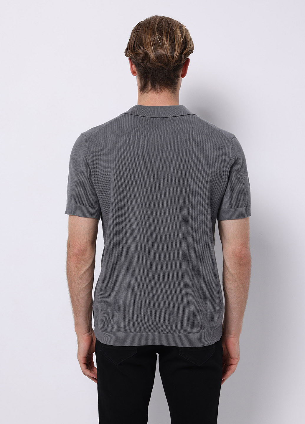 Серая футболка-поло для мужчин Colin's однотонная