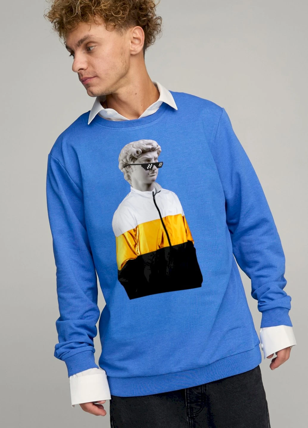 Голубой свитшот мужской oversize /no flis/ YAPPI (252386936)