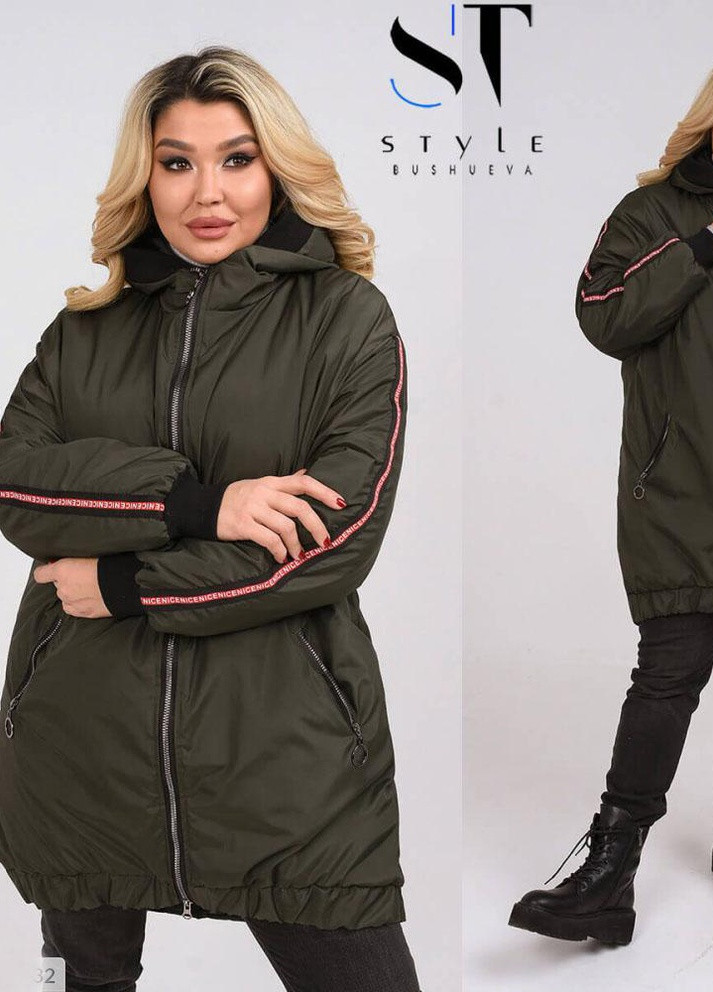 Оливковая (хаки) женская куртка цвет хаки размер 58/60 355649 New Trend